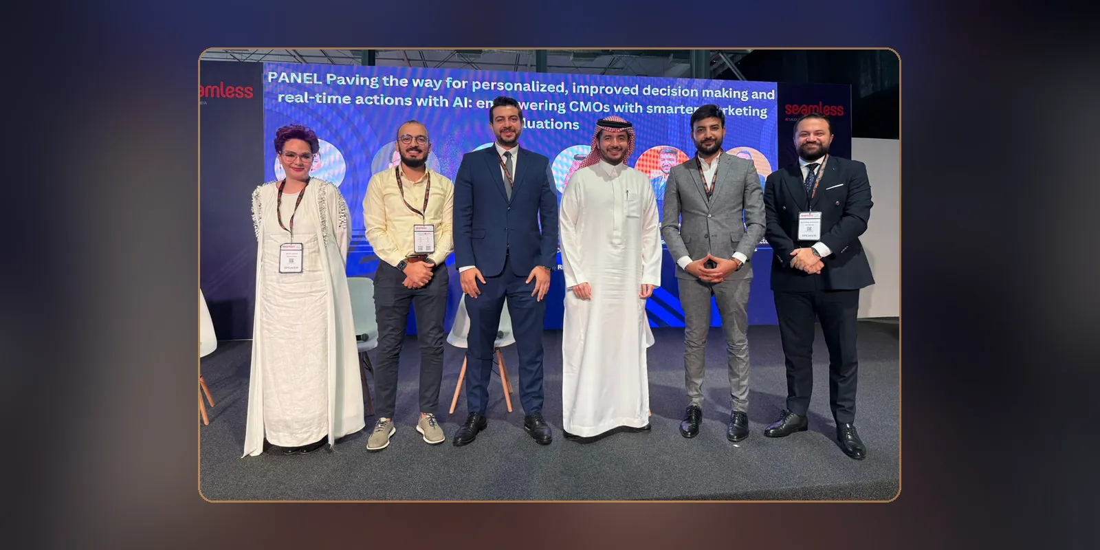 Dr. Mohammad Alsaadany with his fellow panelists on stage at Seamless Saudi Arabia