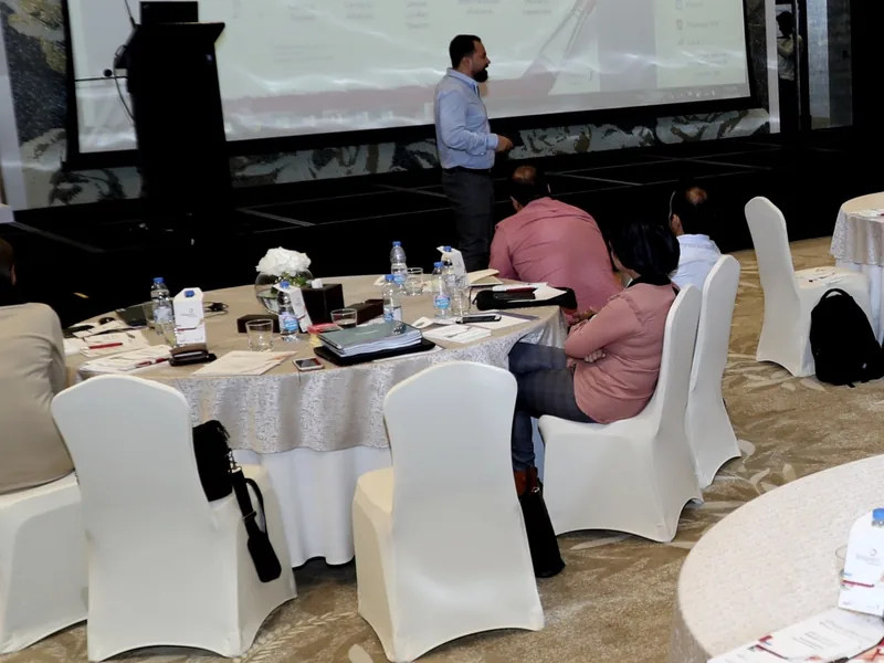 Dr. Mohammad Alsaadany presenting the new Simponi campaign to marketing managers and directors from EMEA emerging markets